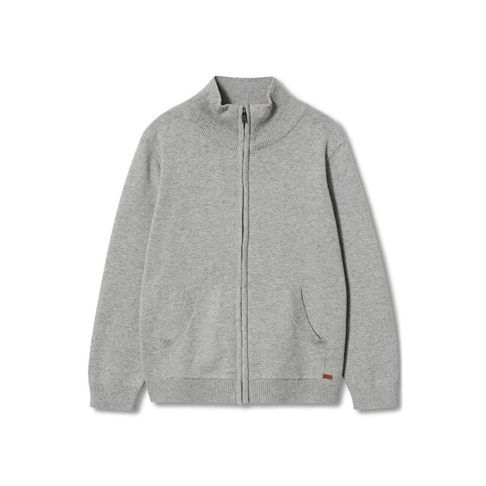 Mango Luke3 Sweater Kids 9-10 Gray Cotton Long Sleeve Full Zip Cardigan RED567